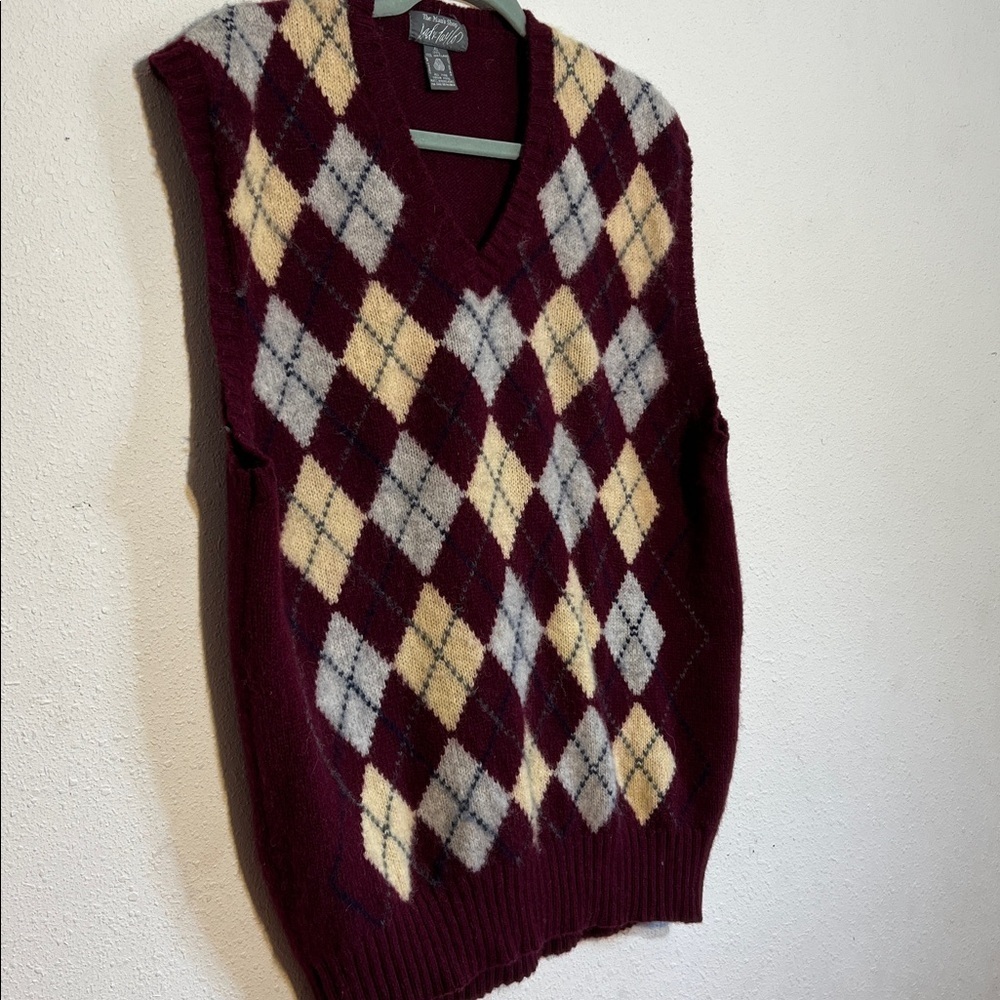 Lord & Taylors Argyle Vintage Virgen Wool Sweater Vest Diamond Pattern Size XL - Picture 2 of 9